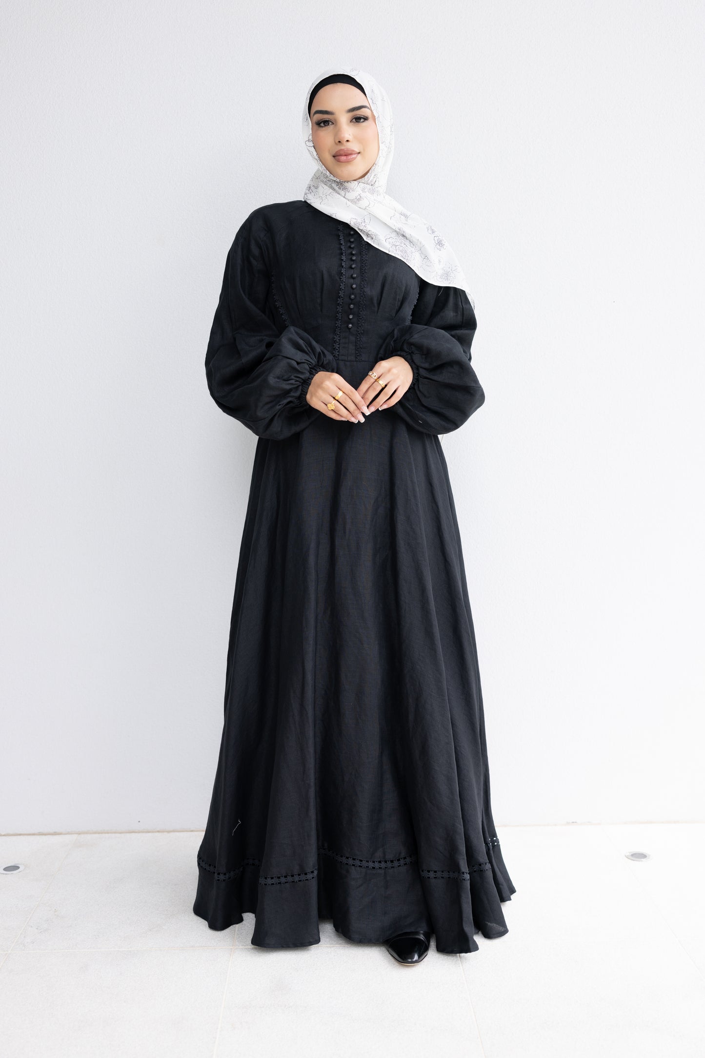 Linen Trim Aline Dress (W19)