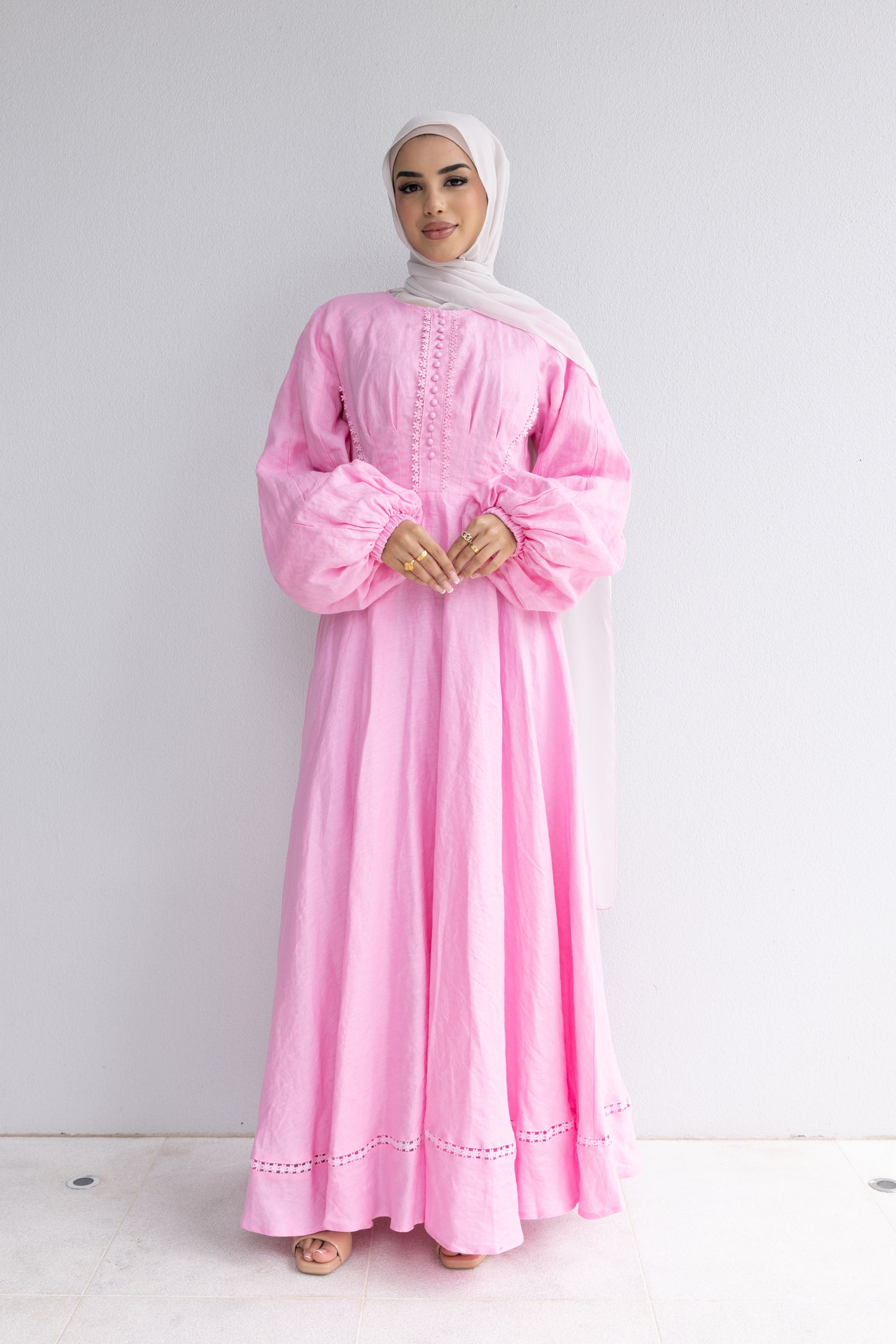 Linen Trim Aline Dress (W19)