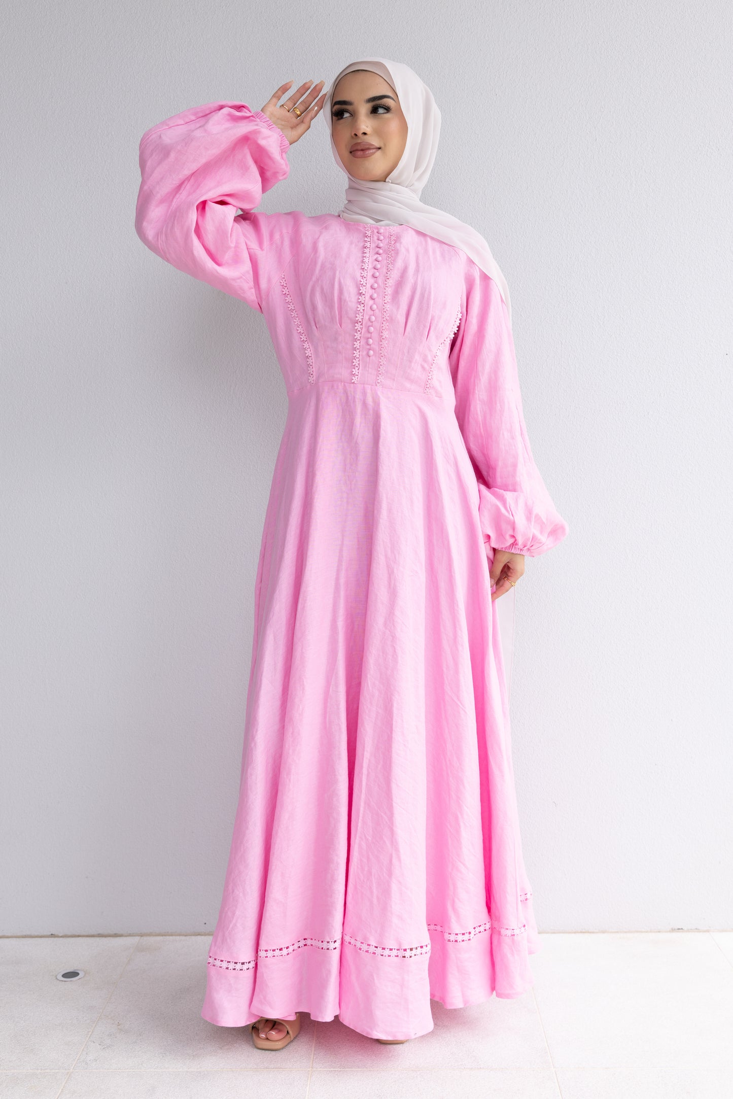 Linen Trim Aline Dress (W19)