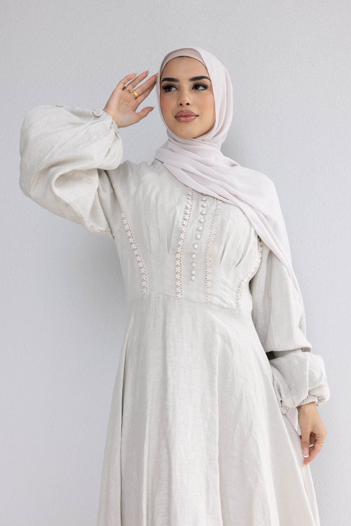 Linen Trim Aline Dress (W19)