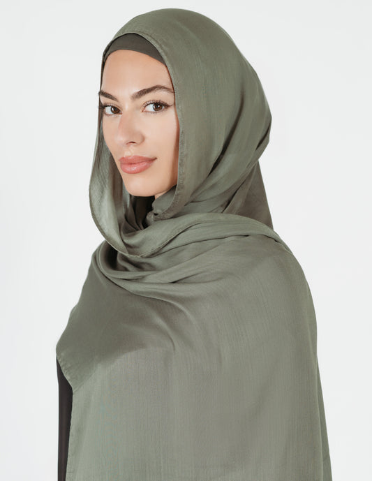 Herringbone Bamboo Hijab in  Green Sage (BS-17)
