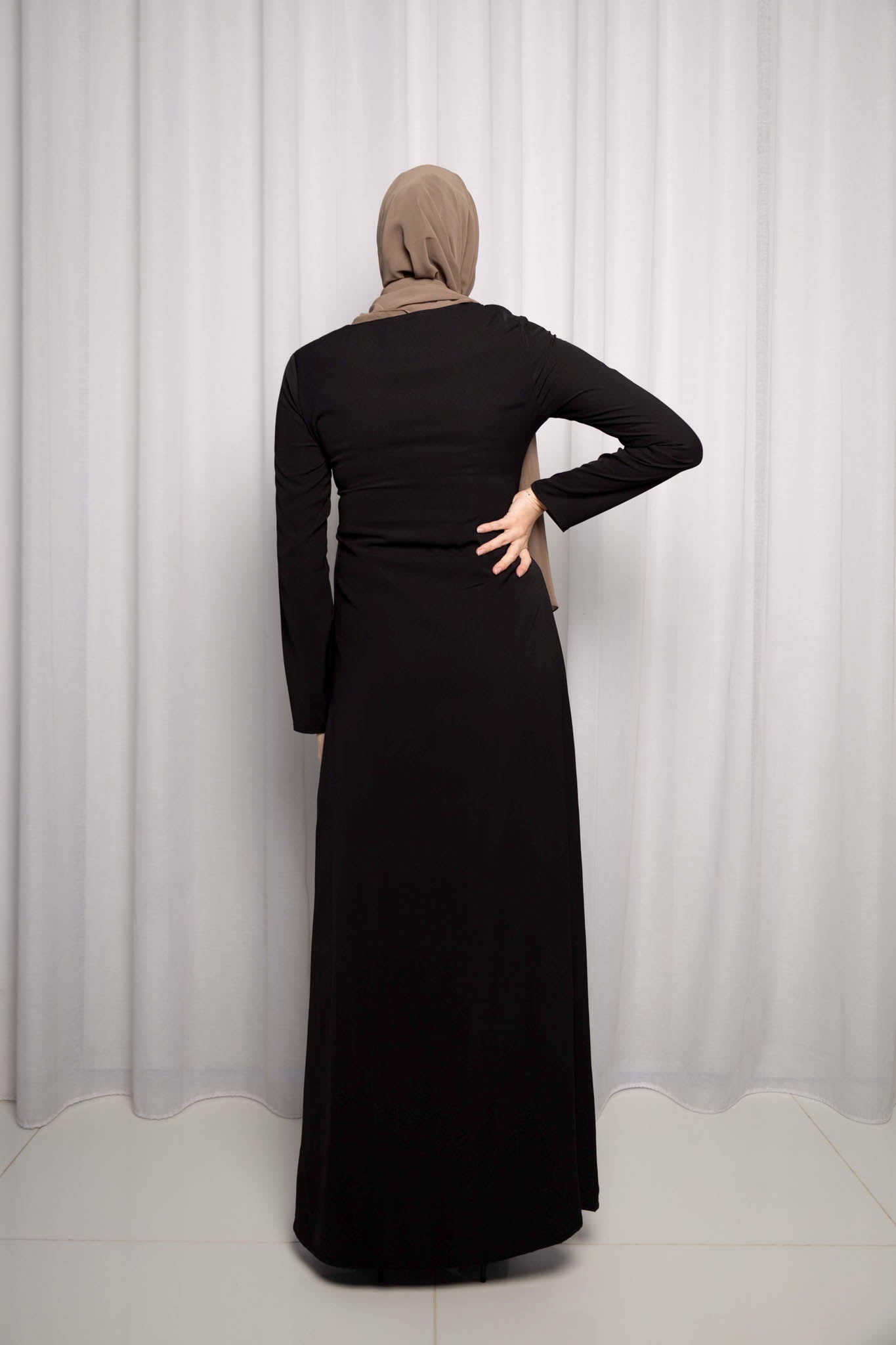 Plain Zippered Front A line Abaya