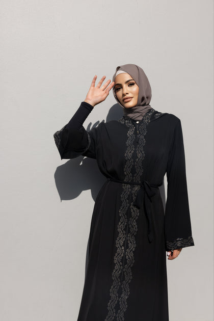 Gray abaya hot sale