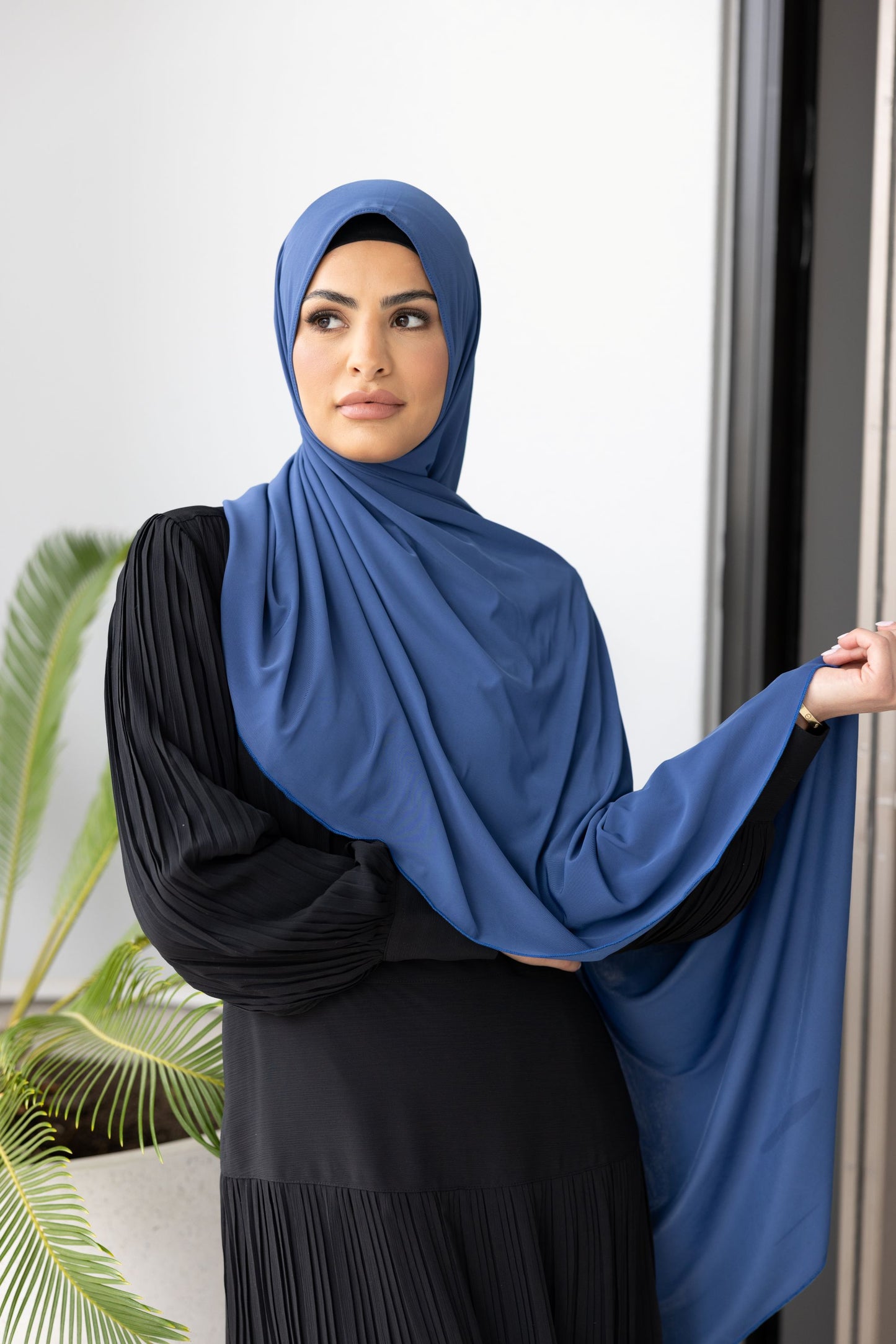 One Piece Jersey Wrap Scarf in Violet Blue (JS-22)