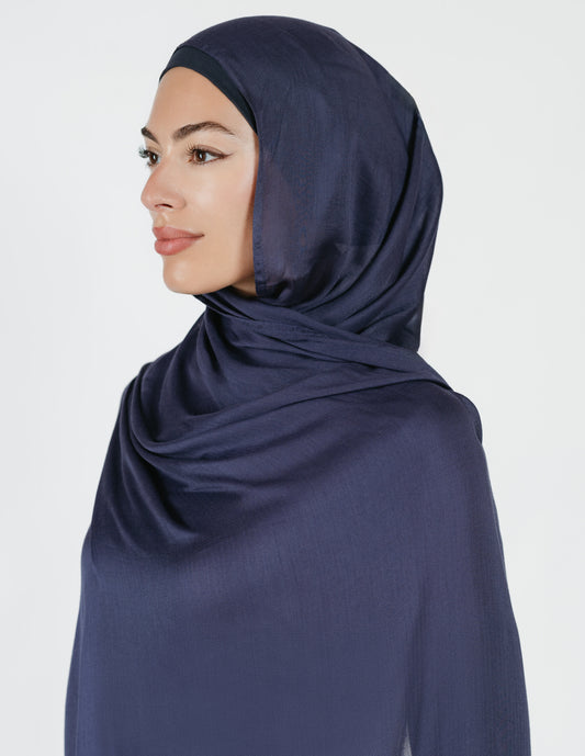 Herringbone Bamboo Hijab in Navy (BS-24)