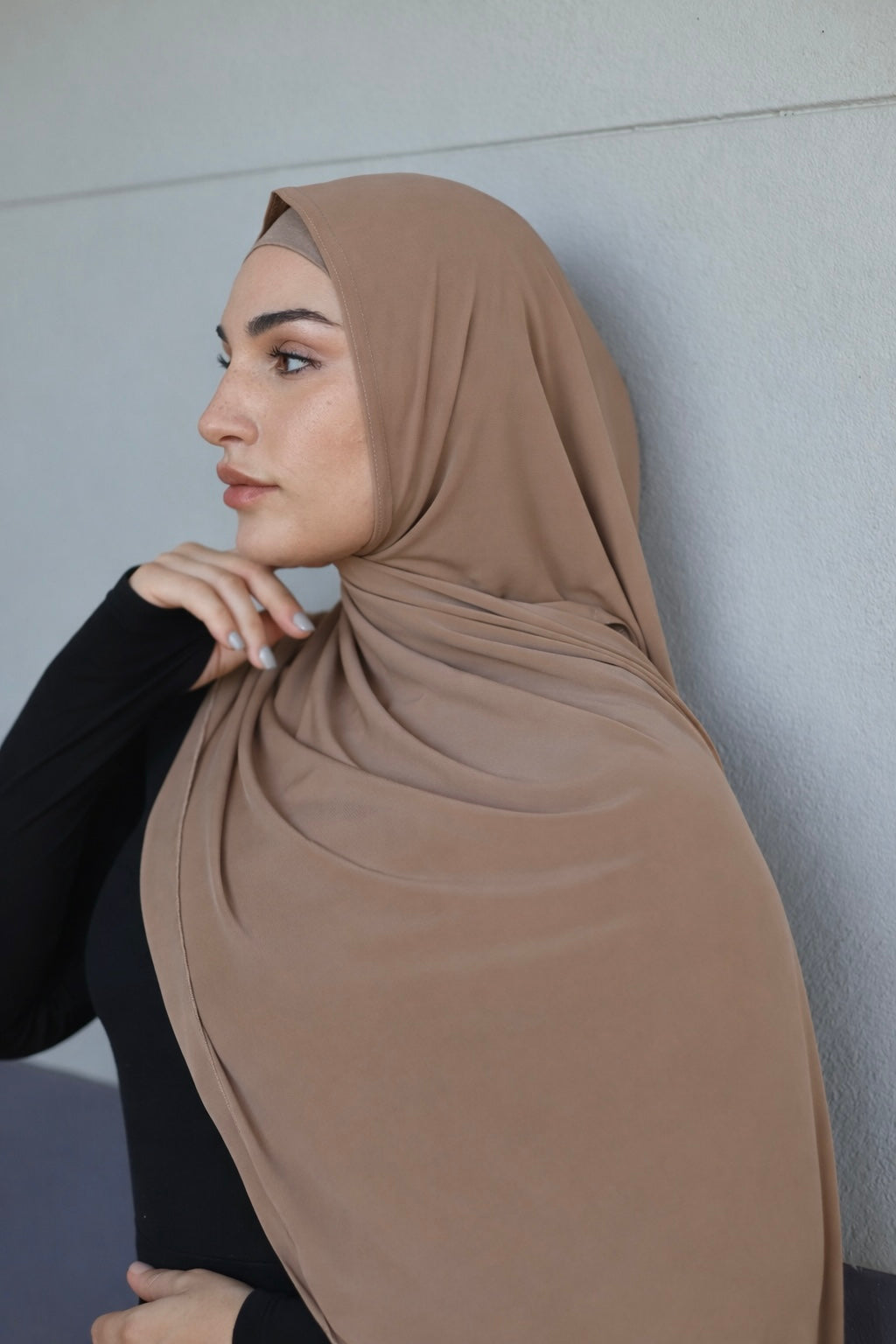 One Piece Jersey Wrap Scarf in Sandshell (JS-30)