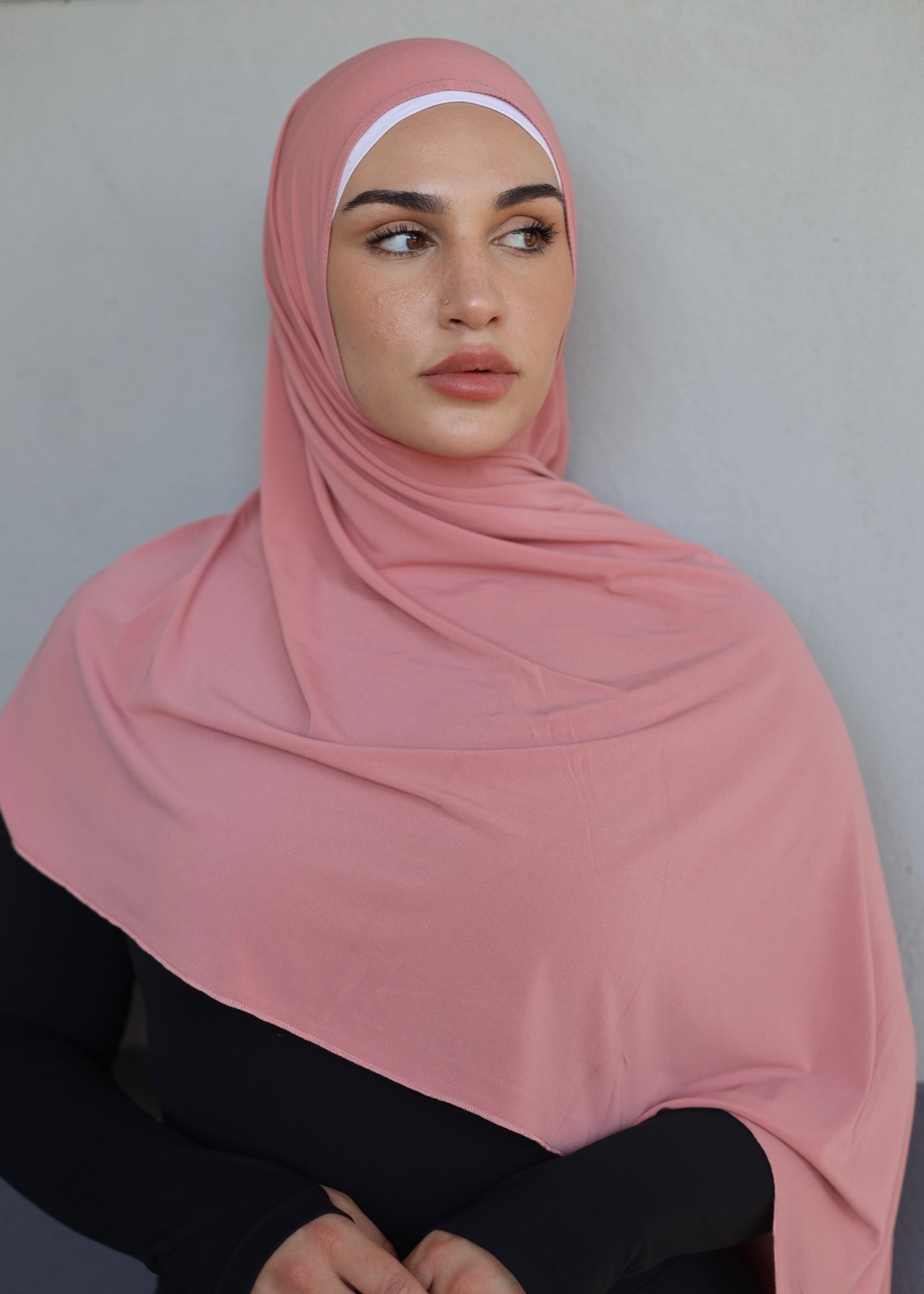 One Piece Jersey Wrap Scarf in Coral (JS-49)