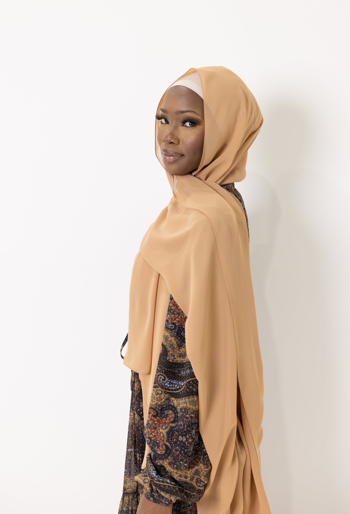 Chiffon Scarf in Tan Brown