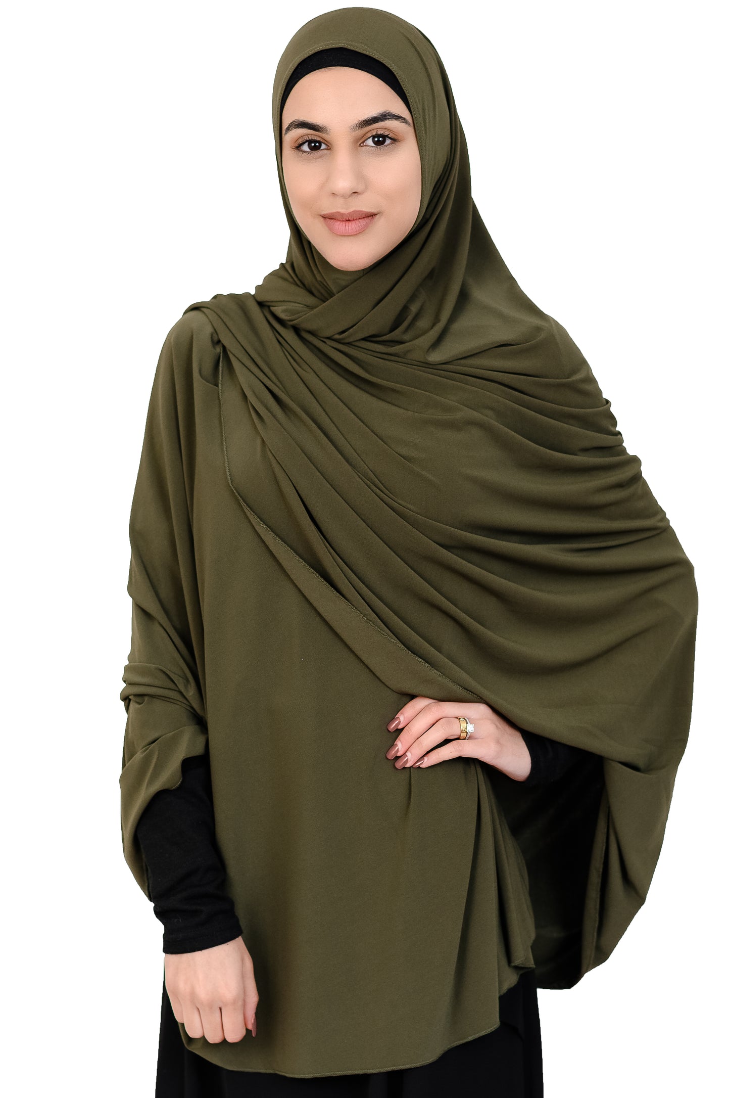 Standard Length Open Jelbab in Dark Khaki - Behind The Veil
