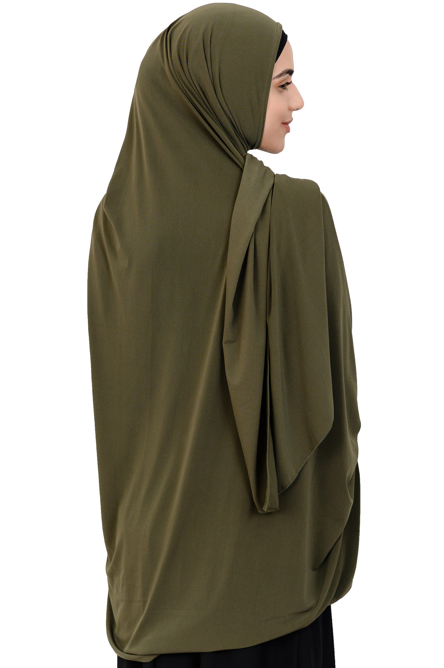 Standard Length Open Jelbab in Dark Khaki - Behind The Veil