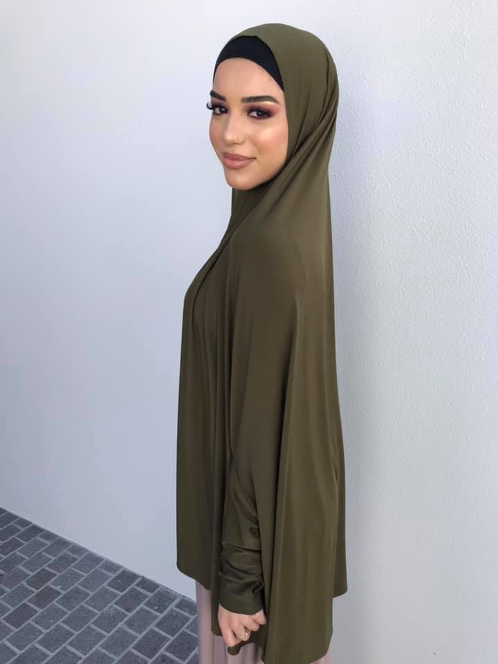 Standard Length Sleeved Jelbab in Khaki - Behind The Veil