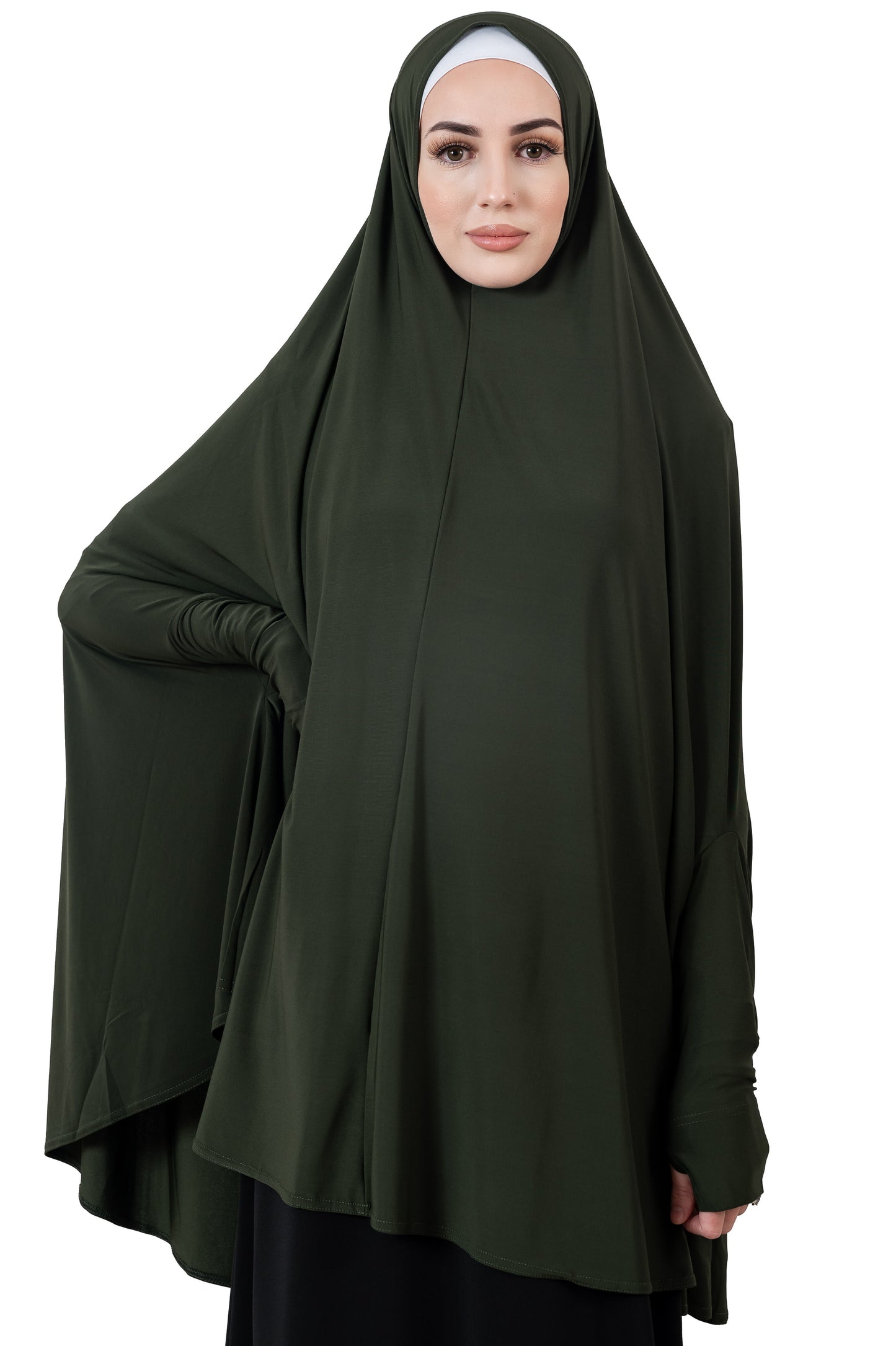Standard Sleeved Jelbab in Dark Khaki Green
