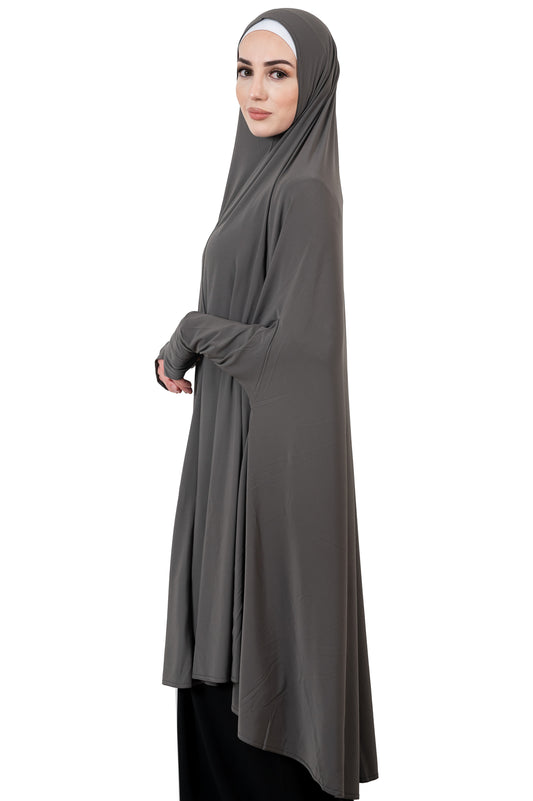 Long Sleeved Jelbab in Dark Grey