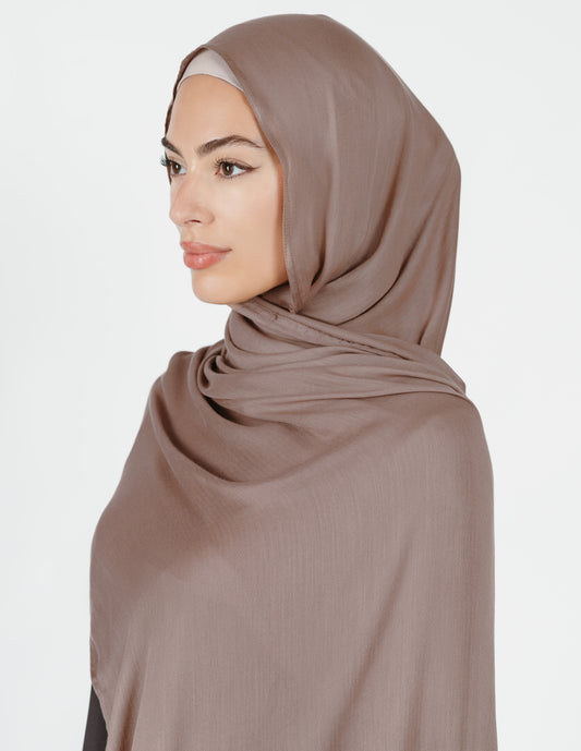 Herringbone Bamboo Hijab in Coffee Brown