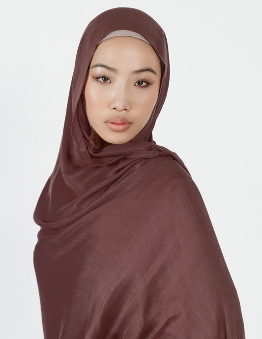 Herringbone Bamboo Hijab in Brunette