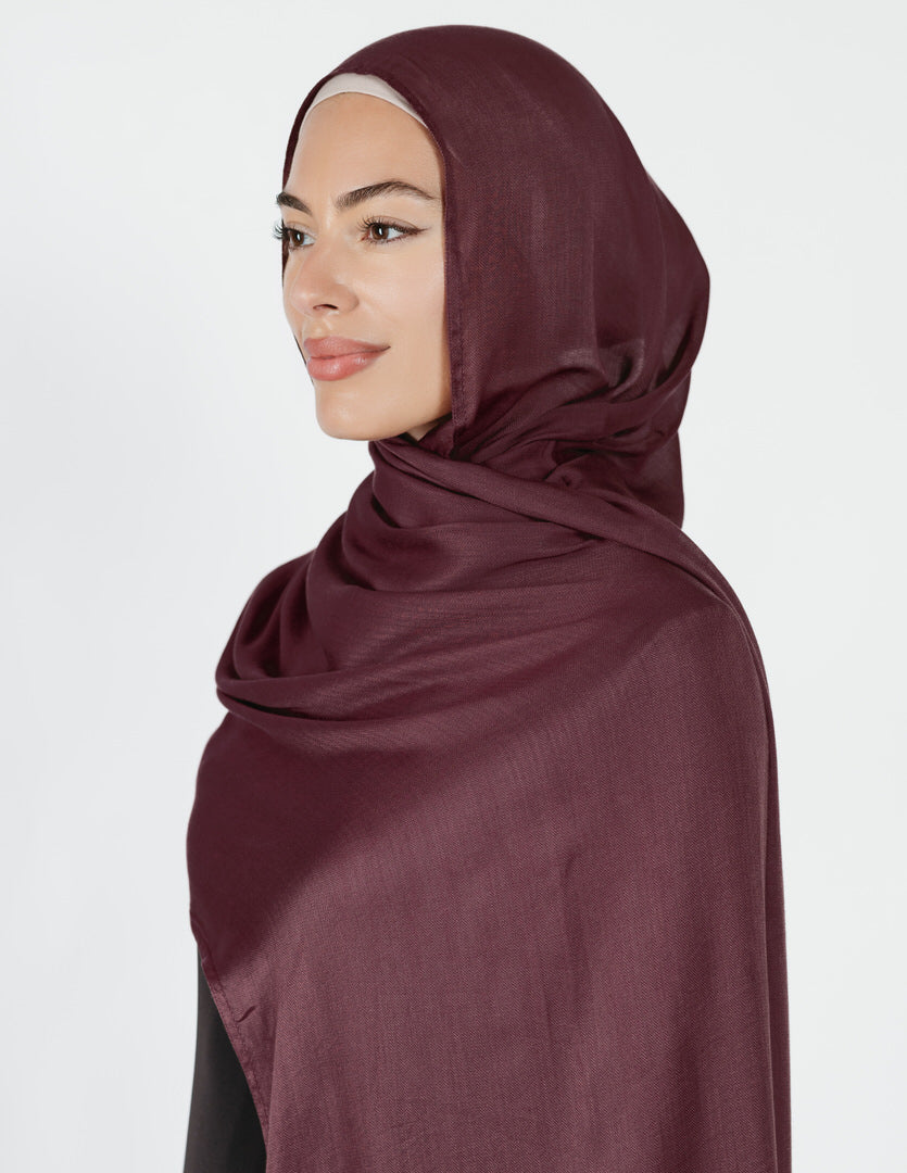 Herringbone Bamboo Hijab in  Dark Plum