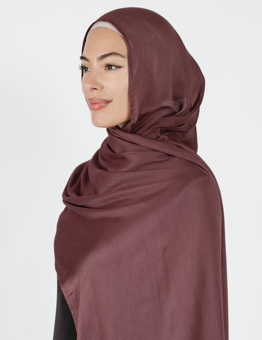 Herringbone Bamboo Hijab in  Rosey Brown