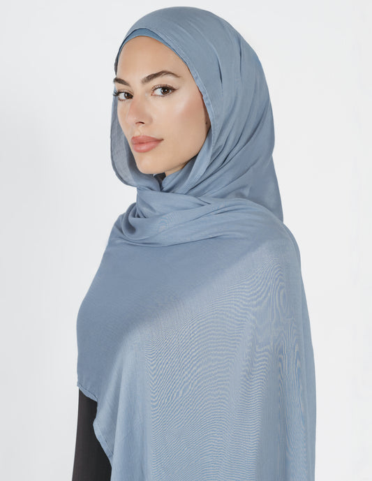 Herringbone Bamboo Hijab in Sky Blue