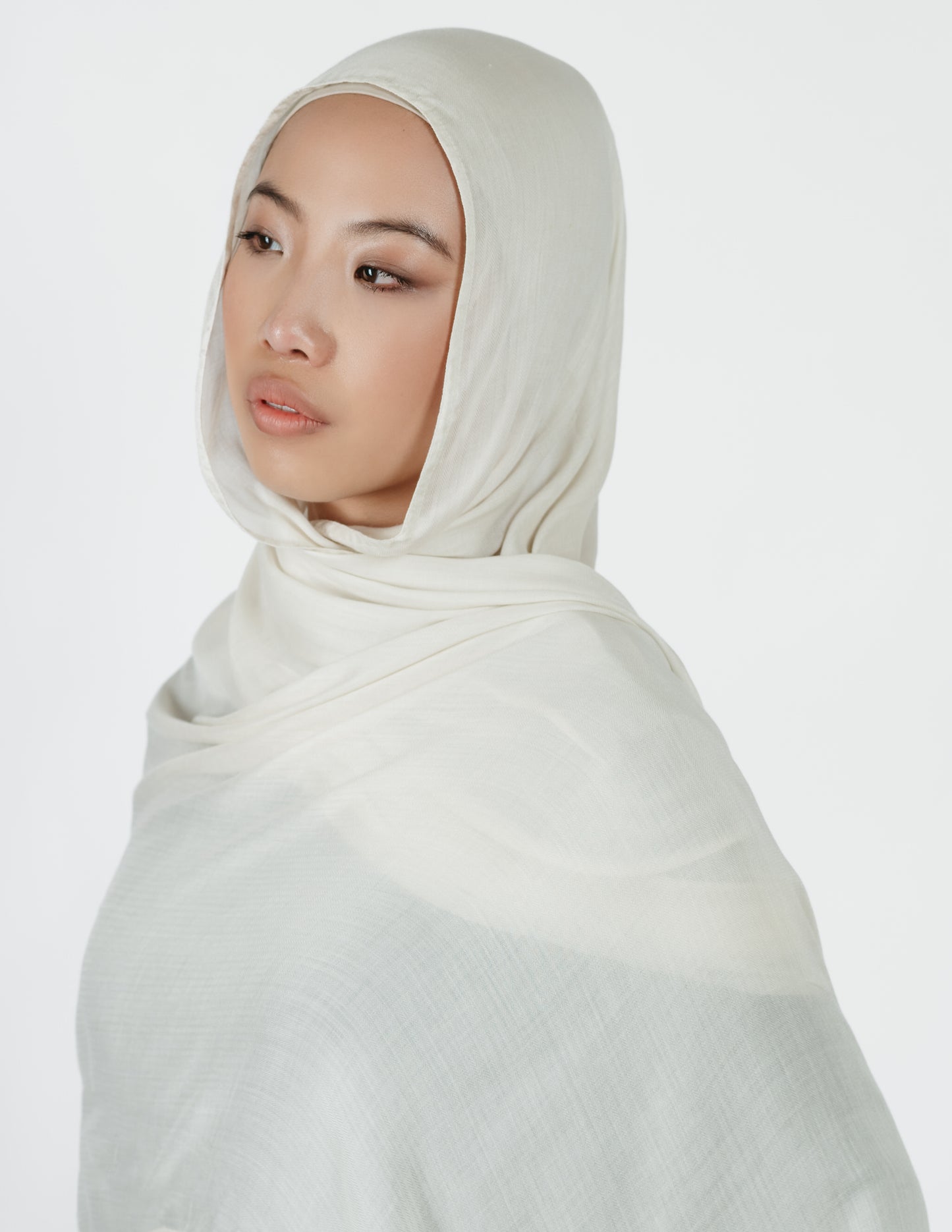 Herringbone Bamboo Hijab in Ivory