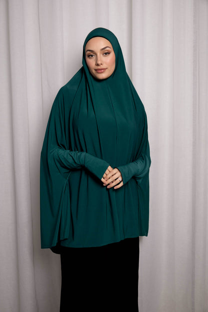 Standard Length Sleeved Jelbab in Bottle Green