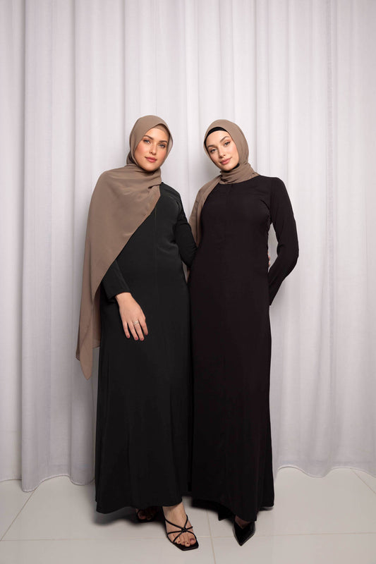 Plain Zippered Front A line Abaya