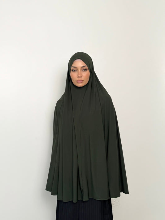 Standard Length Open Jelbab in Dark Forest Green