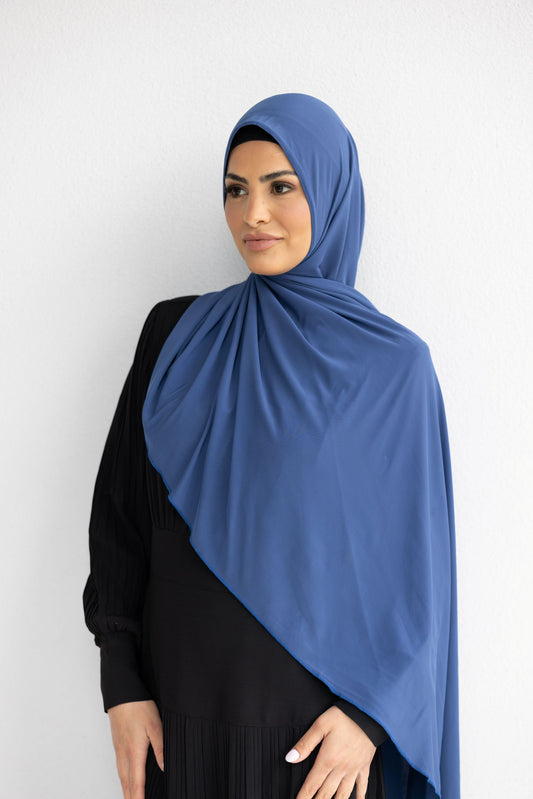 One Piece Jersey Wrap Scarf in Violet Blue (JS-22)