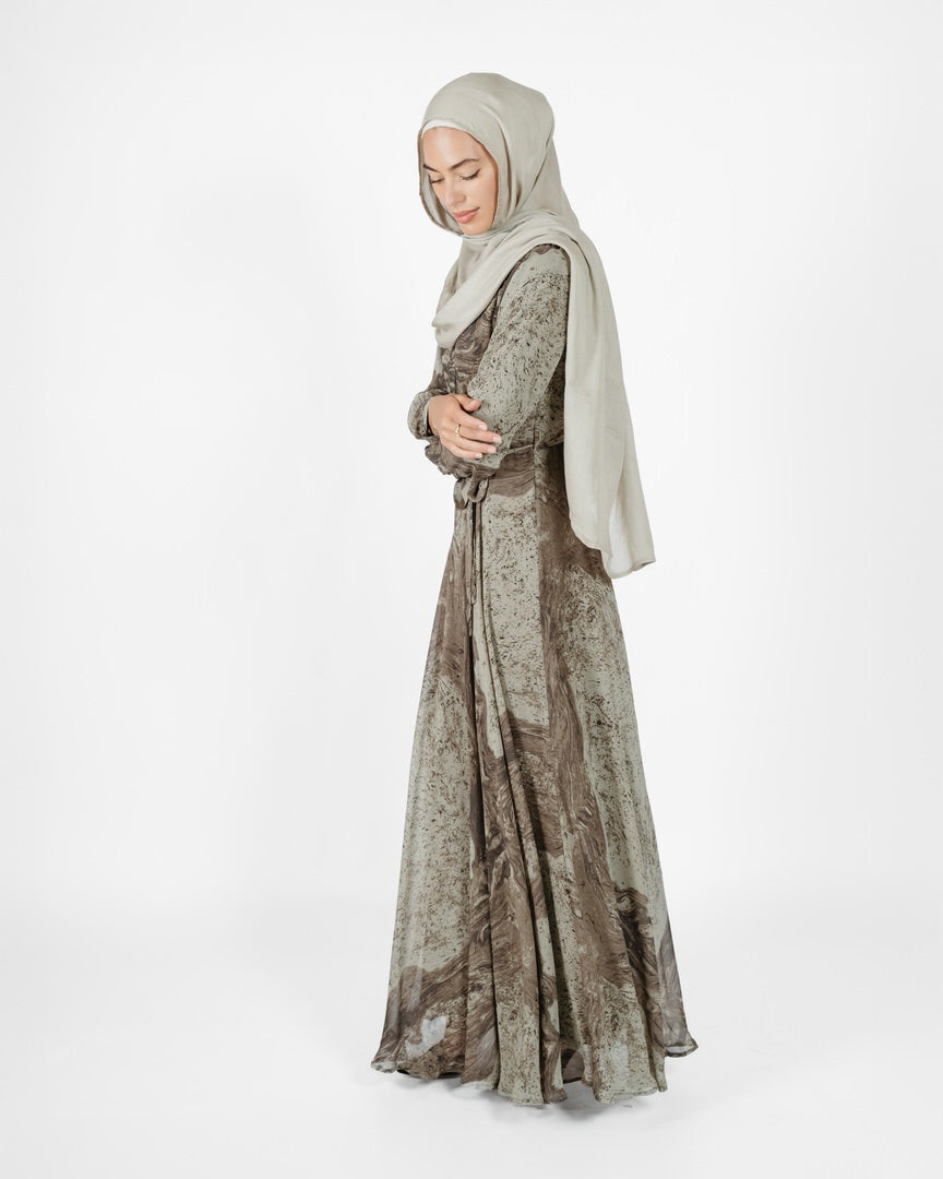 Taalia Patterned light flow Abaya (C102)