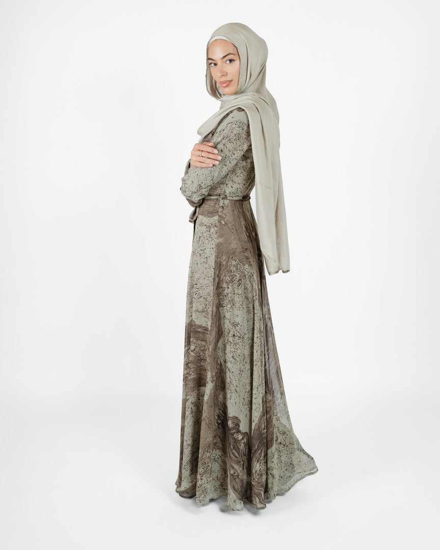 Taalia Patterned light flow Abaya (C102)