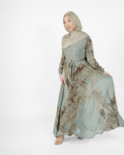 Taalia Patterned light flow Abaya (C102)