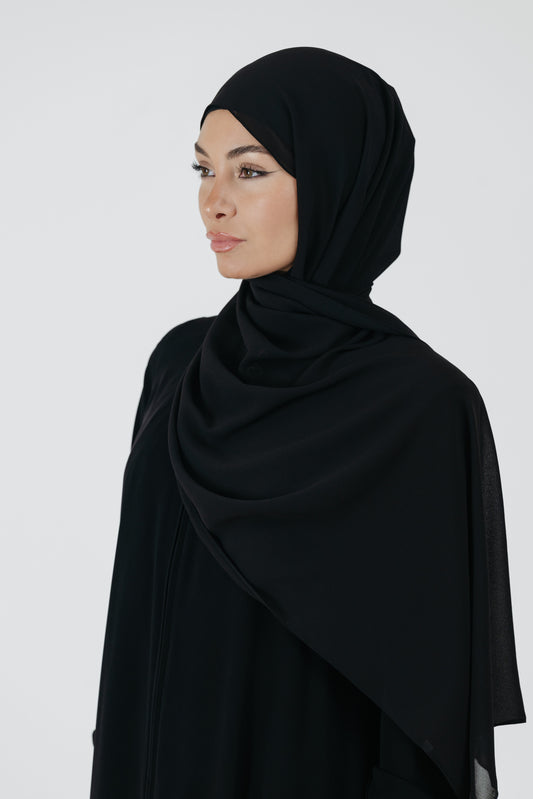 Pearl Chiffon Scarf in Black