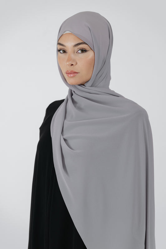Pearl Chiffon Scarf in Oyster Grey