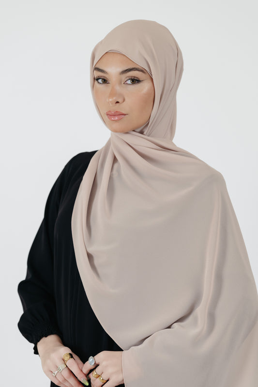 Pearl Chiffon Scarf in Rivergum Beige