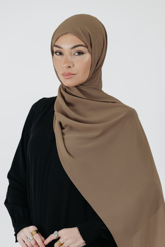 Pearl Chiffon Scarf in Tan