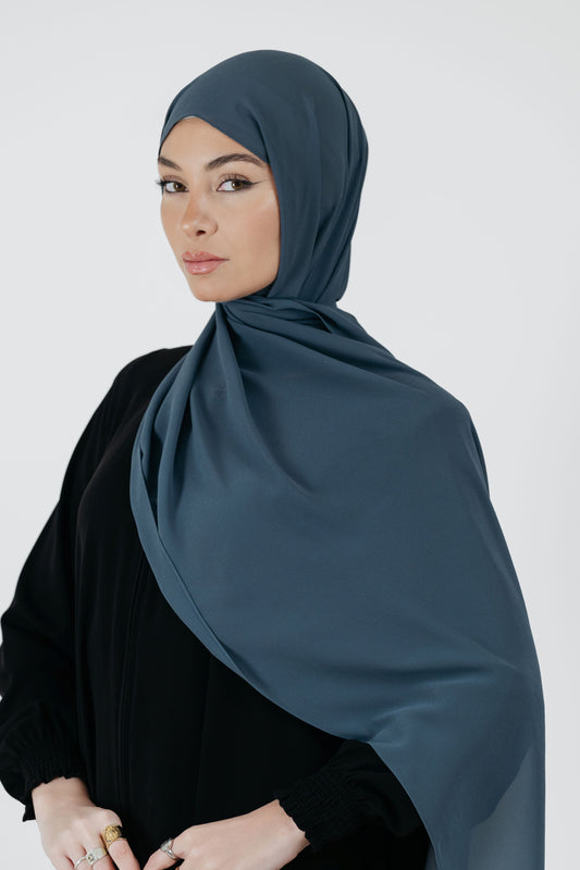 Pearl Chiffon Scarf in Aqua Blue