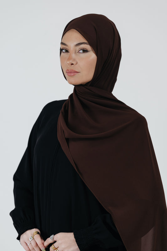 Pearl Chiffon Scarf in Dark Brown