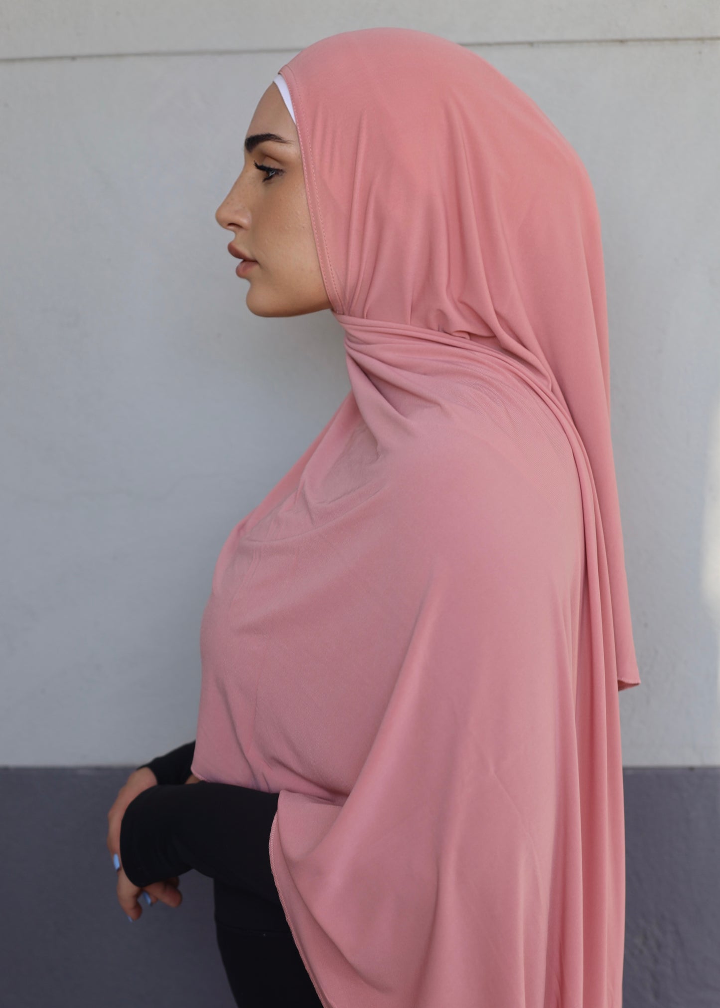 One Piece Jersey Wrap Scarf in Coral (JS-49)