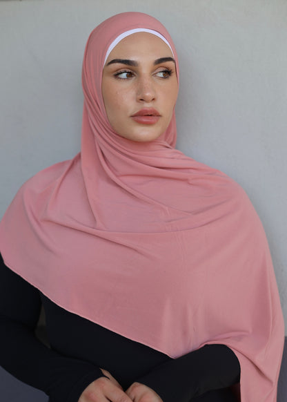 One Piece Jersey Wrap Scarf in Coral (JS-49)