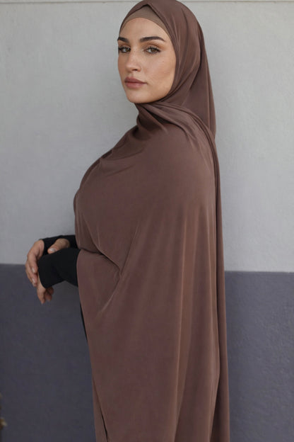One Piece Jersey Wrap Scarf in Dark Mocha (JS-42)