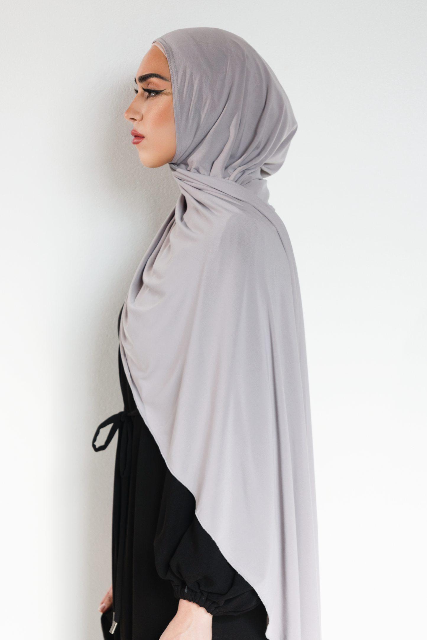One Piece Jersey Wrap Scarf in Silver Grey (JS-04)