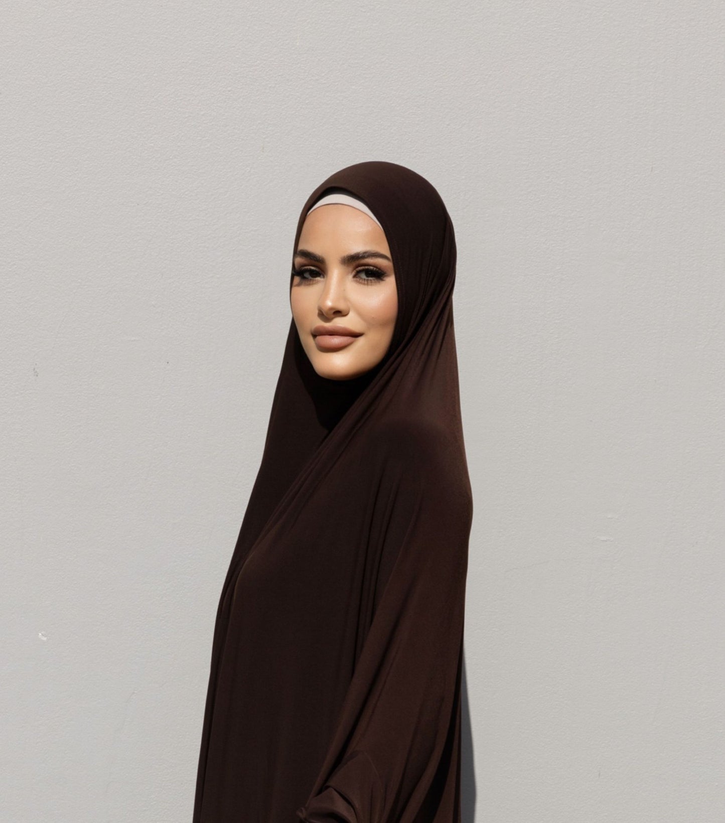 Standard Length Open Jelbab in Chocolate Brown