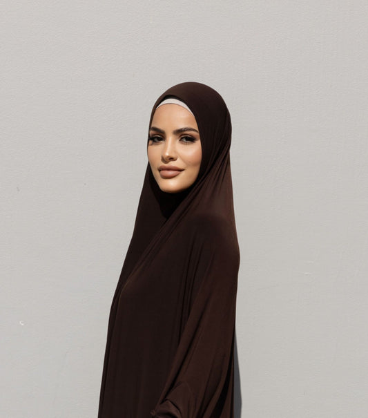 Standard Length Open Jelbab in Chocolate Brown