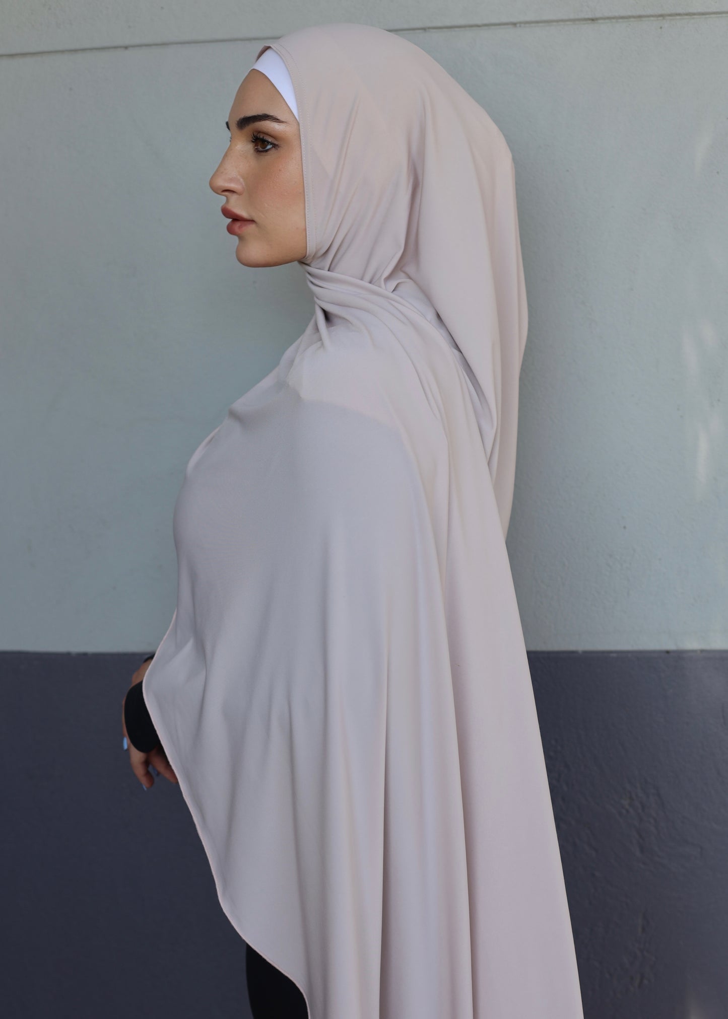 One Piece Jersey Wrap Scarf in Ivory Pink (JS-14)