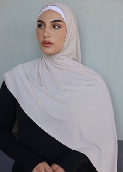 One Piece Jersey Wrap Scarf in Ivory Pink (JS-14)