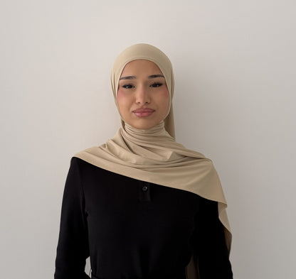 Premium Liquid Jersey Hijabs in Beige