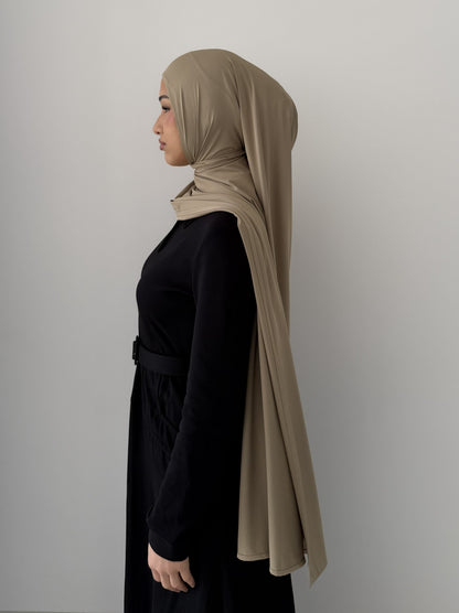 Premium Liquid Jersey Hijabs in Taupe