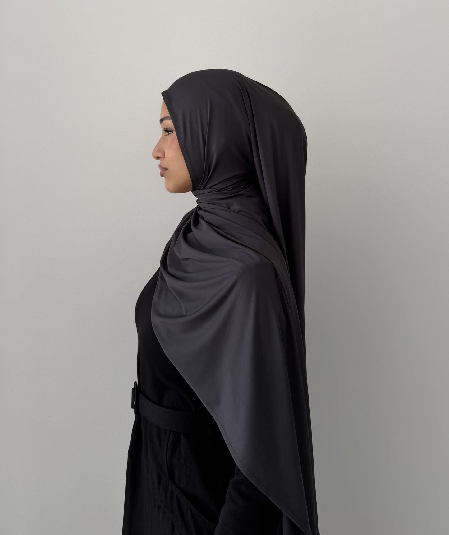 Premium Liquid Jersey Hijabs in Charcoal Grey