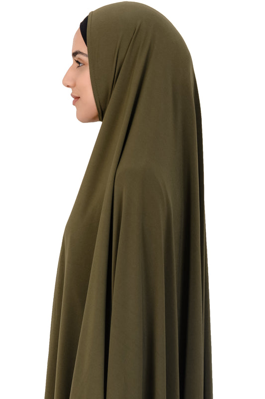 Long Sleeved Jelbab in Dark Khaki