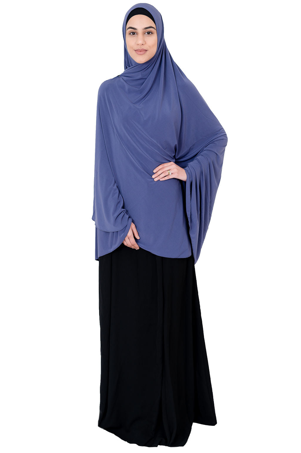 Standard Length Open Jelbab in Violet Blue - Behind The Veil