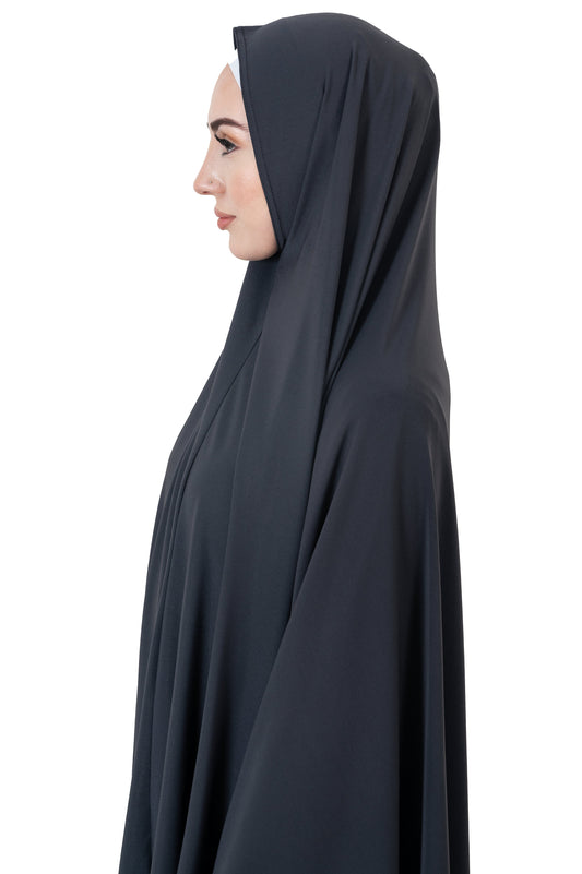 Standard Length Open Jelbab in Charcoal - Behind The Veil